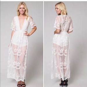 White Lace Maxi Romper